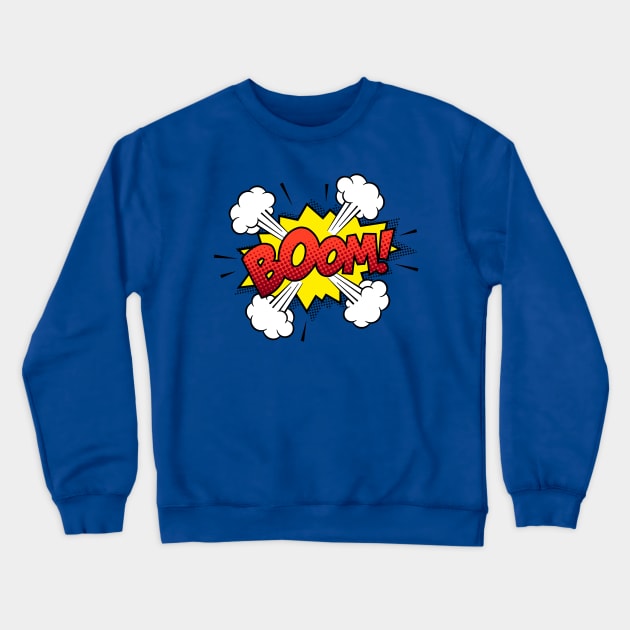 Boom Comic Book Text Crewneck Sweatshirt by JunkyDotCom